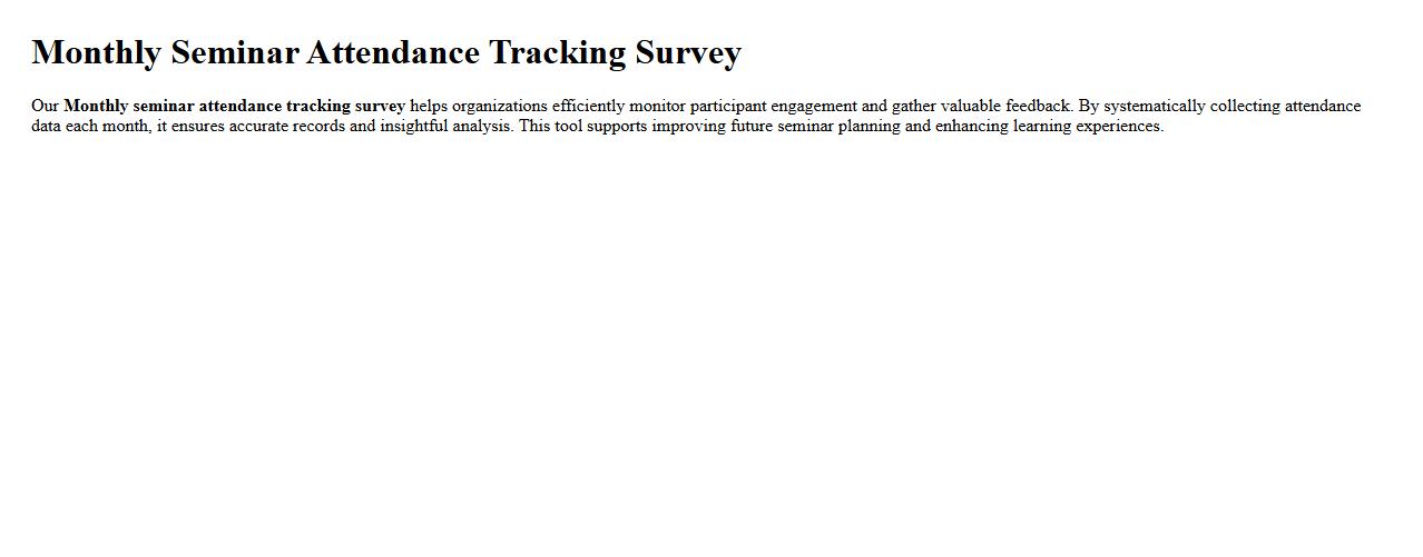 Monthly seminar attendance tracking survey image preview