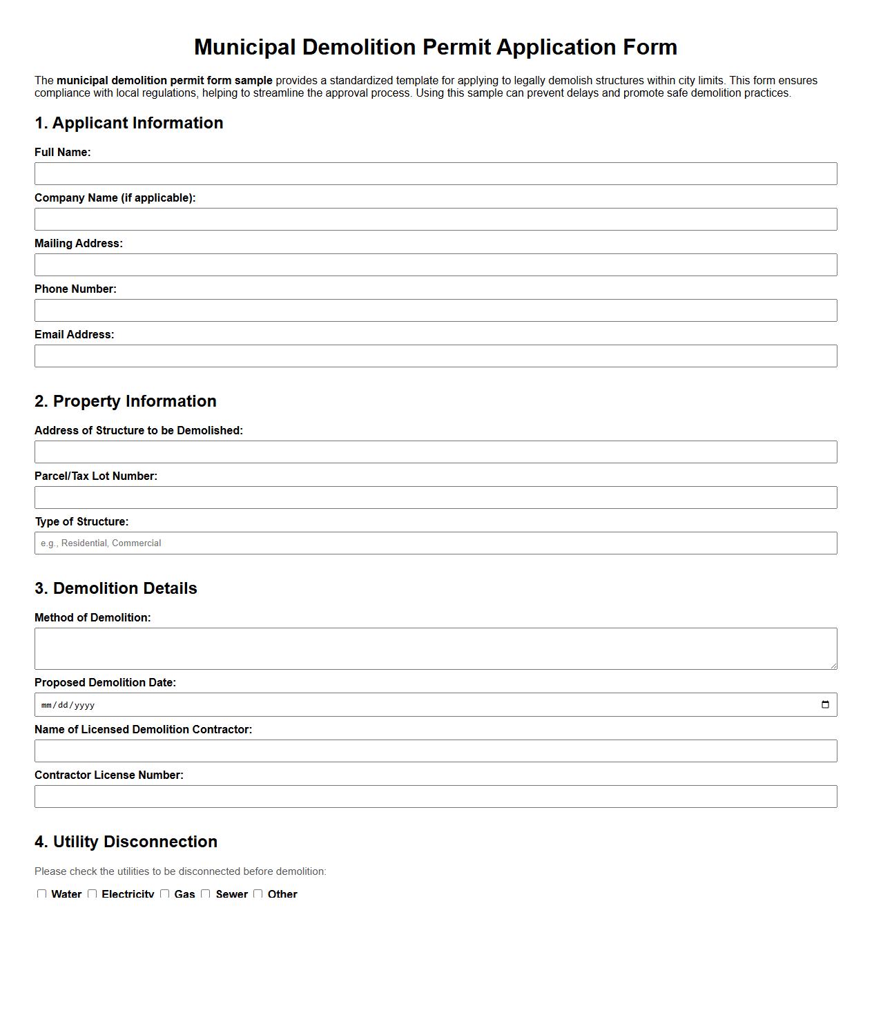 municipal demolition permit form sample image preview
