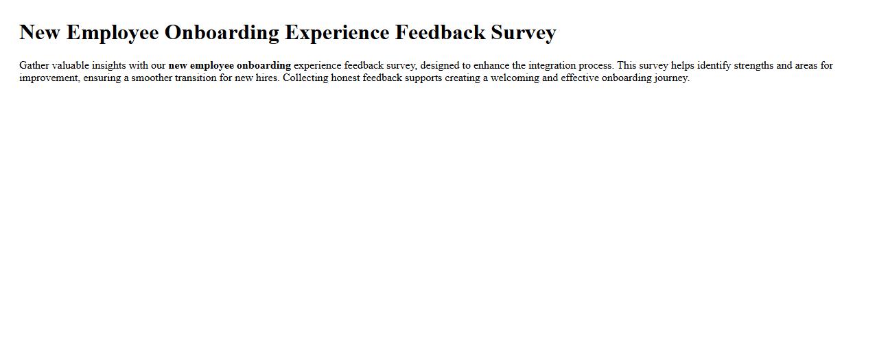 New employee onboarding experience feedback survey image preview