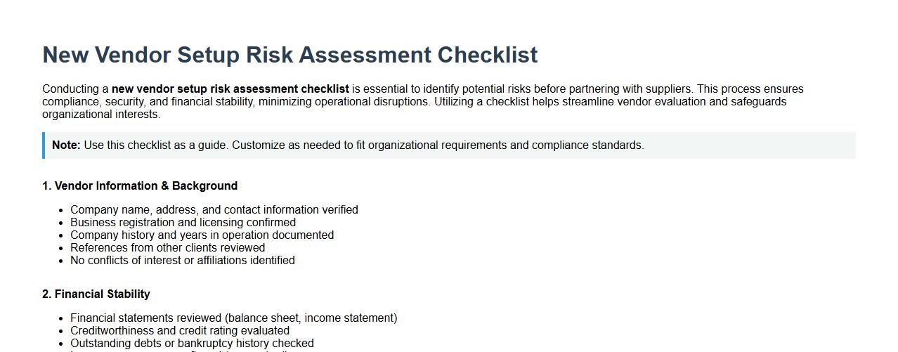 new vendor setup risk assessment checklist image preview