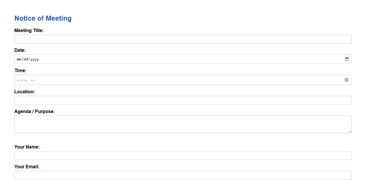 notice of meeting form sample with RSVP section image preview