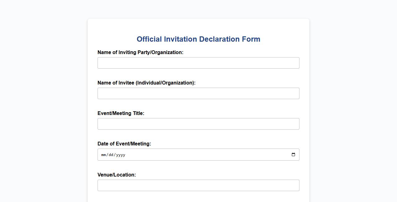official invitation declaration form sample image preview