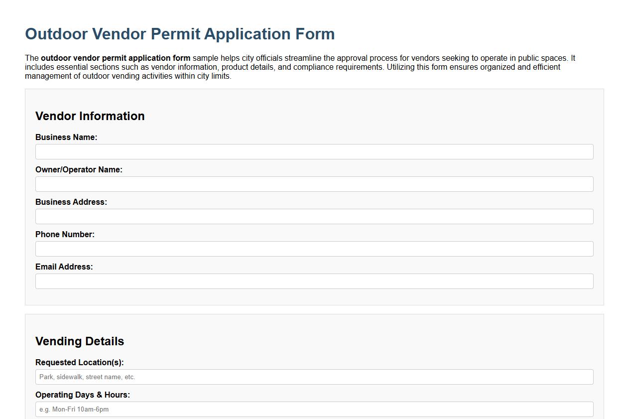 outdoor vendor permit application form sample for cities image preview