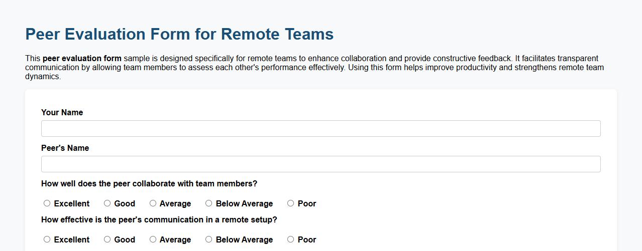 Peer evaluation form sample for remote teams image preview