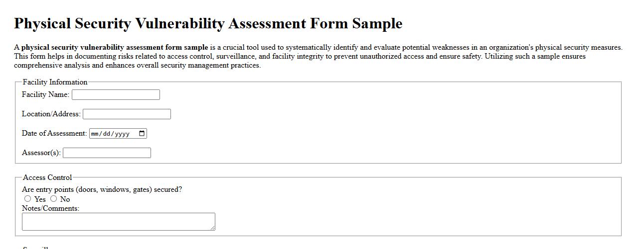 physical security vulnerability assessment form sample image preview