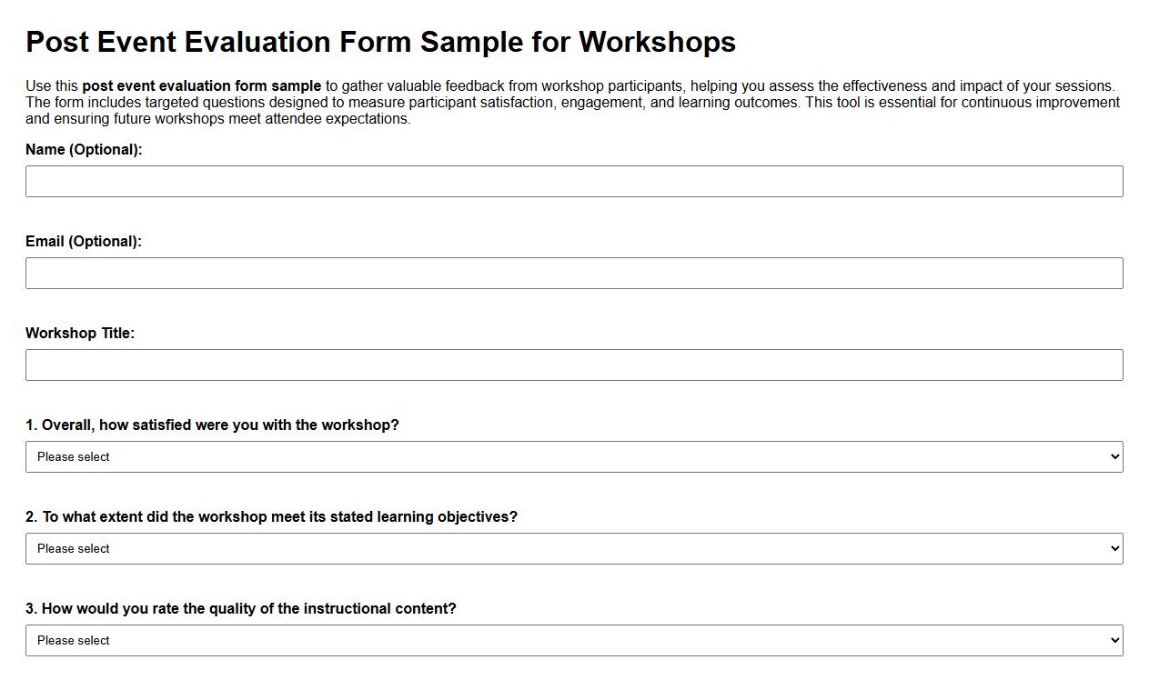 post event evaluation form sample for workshops image preview