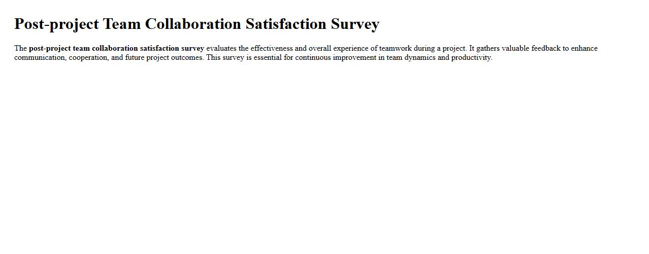 Post-project team collaboration satisfaction survey image preview