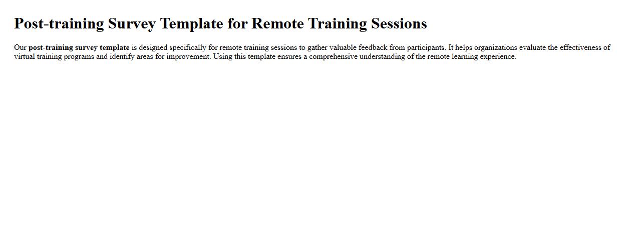 Post-training survey template for remote training sessions image preview