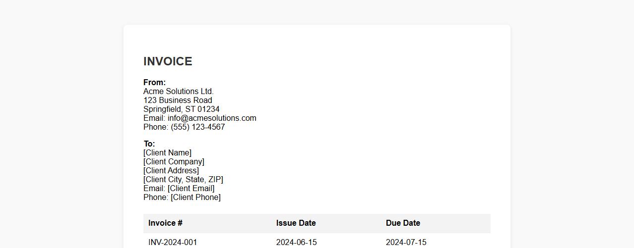 professional invoice form sample including payment terms image preview