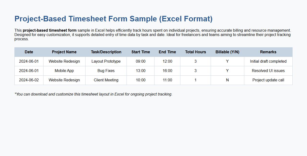 project-based timesheet form sample excel image preview