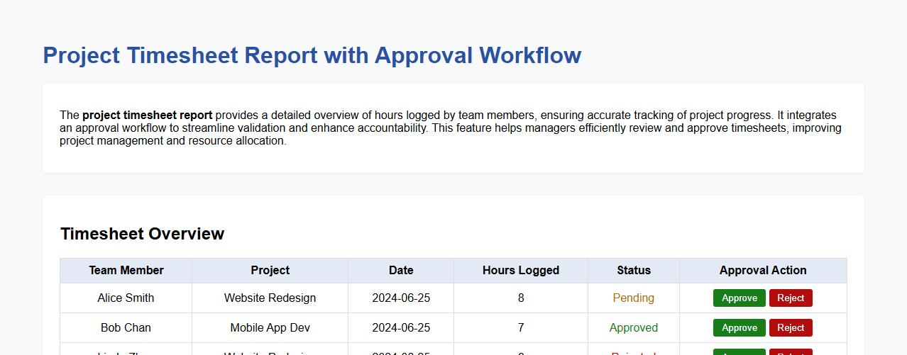Project timesheet report with approval workflow image preview