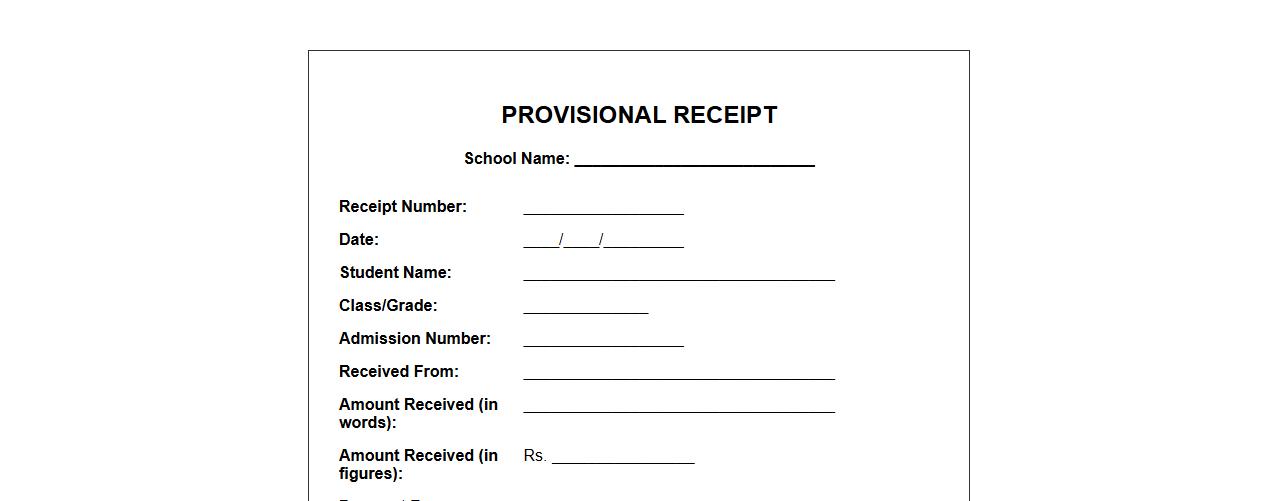 Provisional receipt form sample for school fees image preview