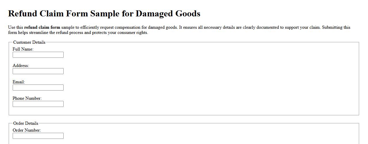 Refund claim form sample for damaged goods image preview
