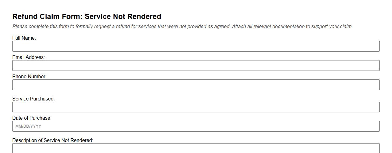 Refund claim form sample for service not rendered image preview