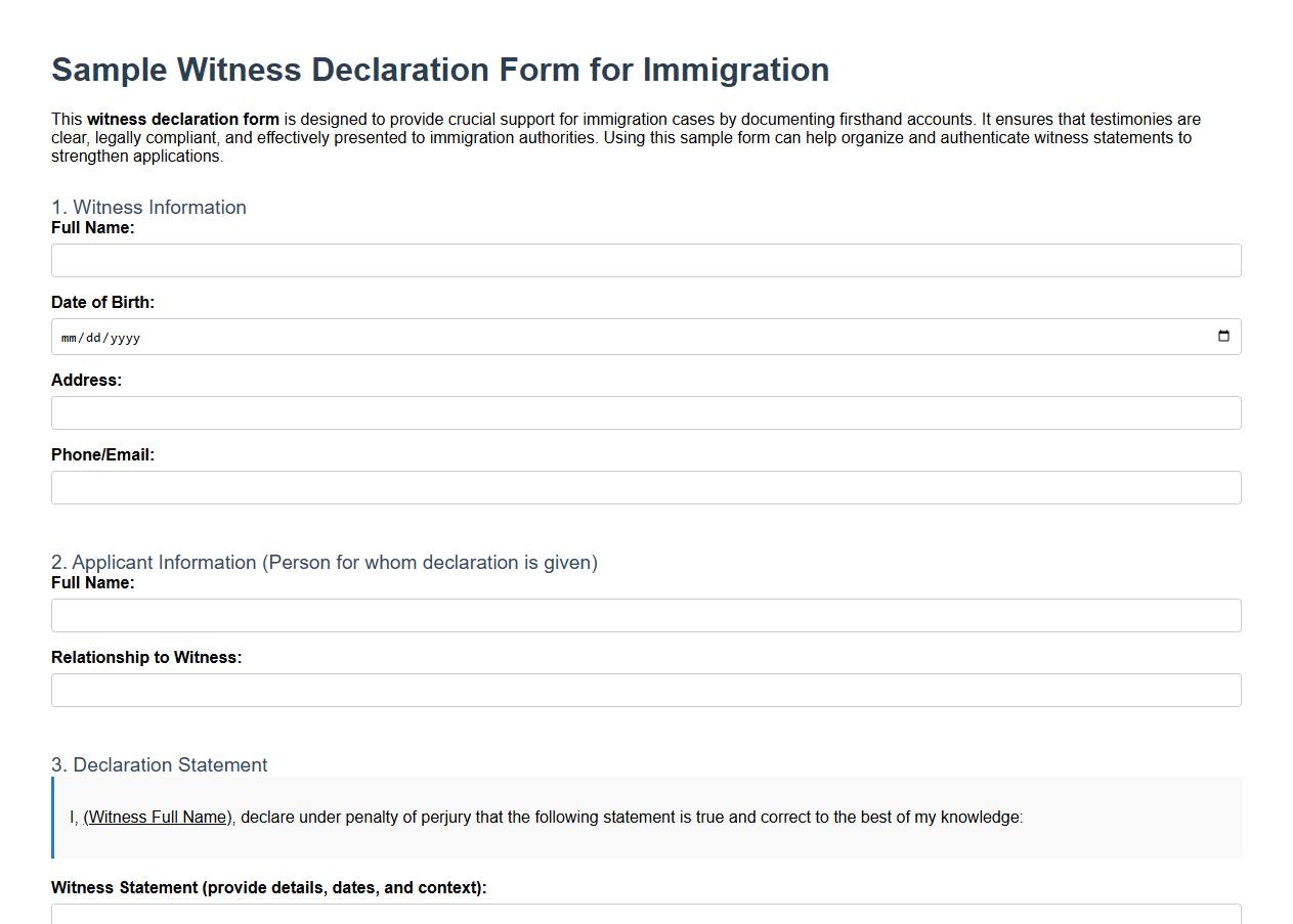 Sample witness declaration form for immigration image preview