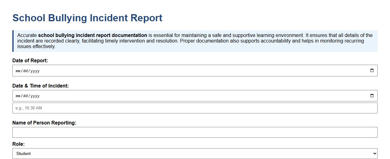 school bullying incident report documentation image preview