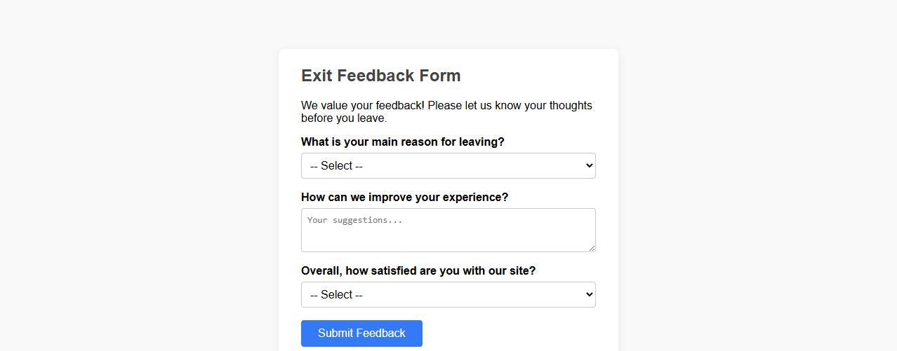 simple exit feedback form sample image preview