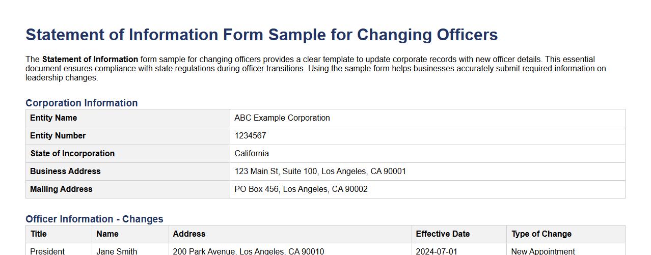 Statement of information form sample for changing officers image preview