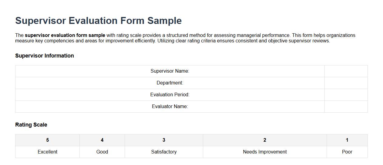 Supervisor evaluation form sample with rating scale image preview
