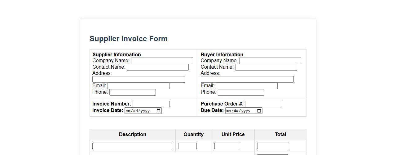 supplier invoice form sample with payment terms image preview