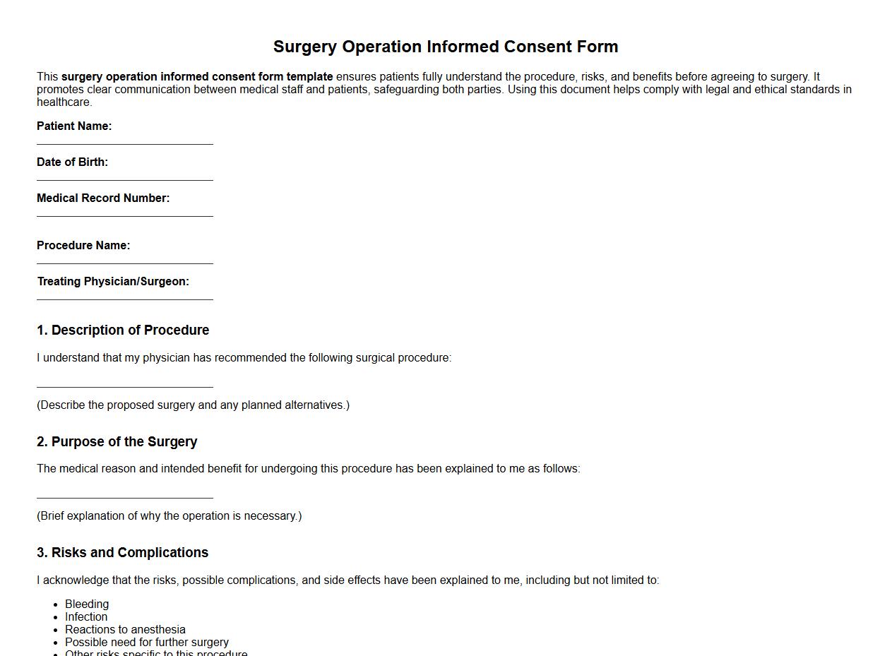 surgery operation informed consent form template image preview