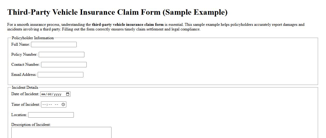 third-party vehicle insurance claim form sample example image preview