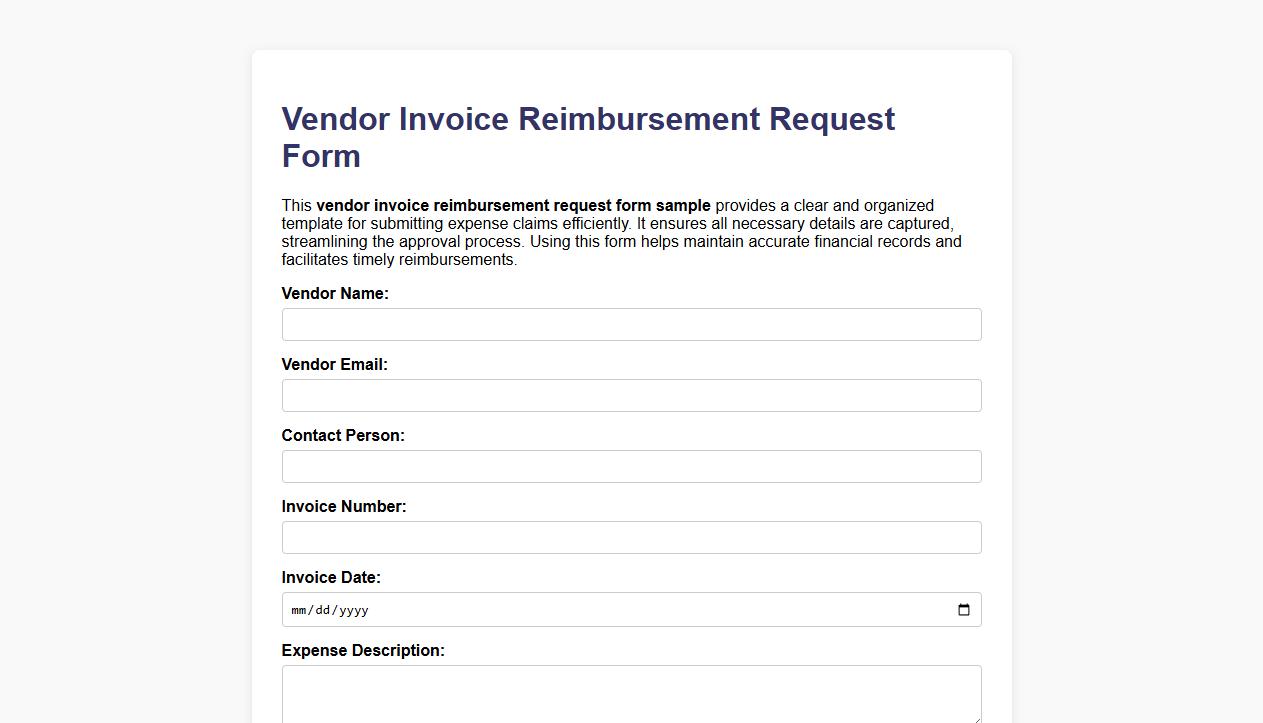 vendor invoice reimbursement request form sample image preview