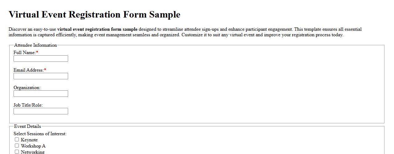 virtual event registration form sample image preview