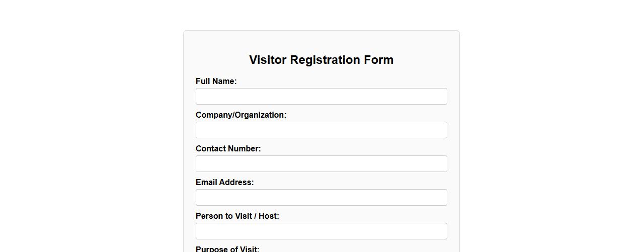 Visitor registration form sample with photo image preview