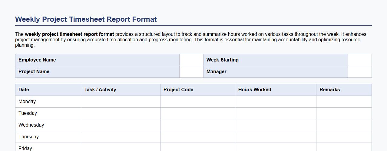 Weekly project timesheet report format image preview