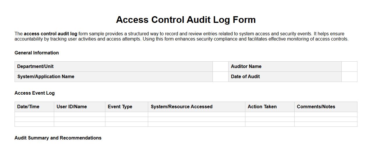 access control audit log form sample image preview