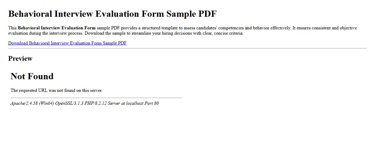 Behavioral interview evaluation form sample PDF image preview
