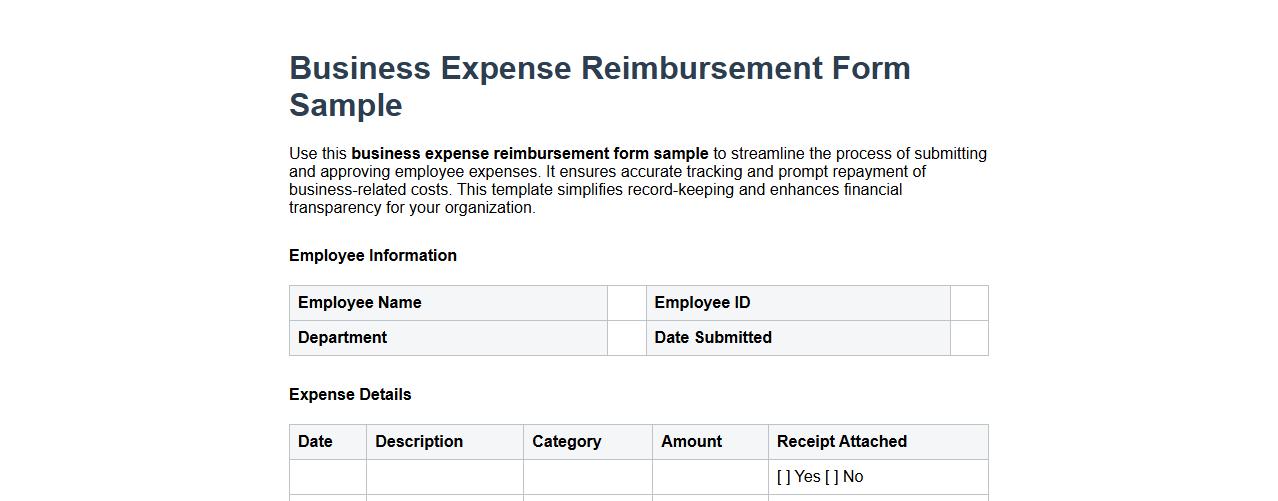 business expense reimbursement form sample image preview