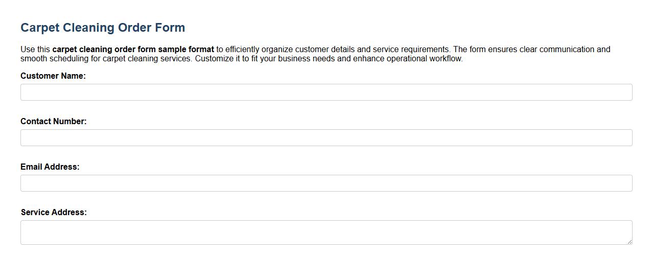carpet cleaning order form sample format image preview