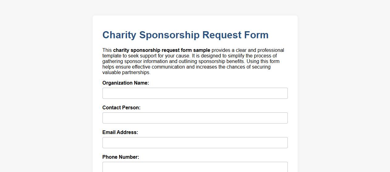 charity sponsorship request form sample image preview