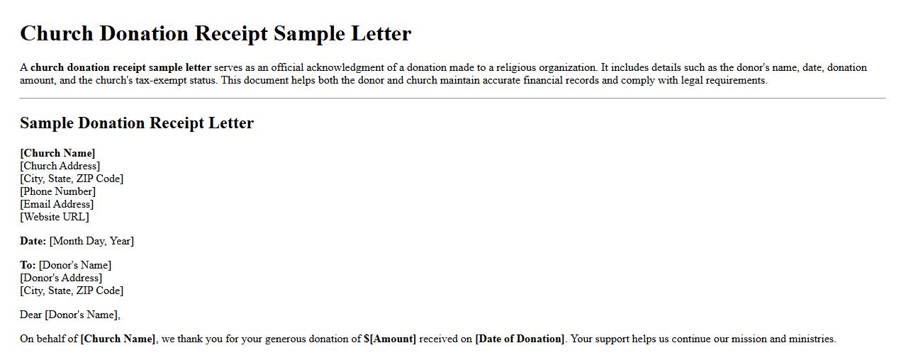Church donation receipt sample letter image preview