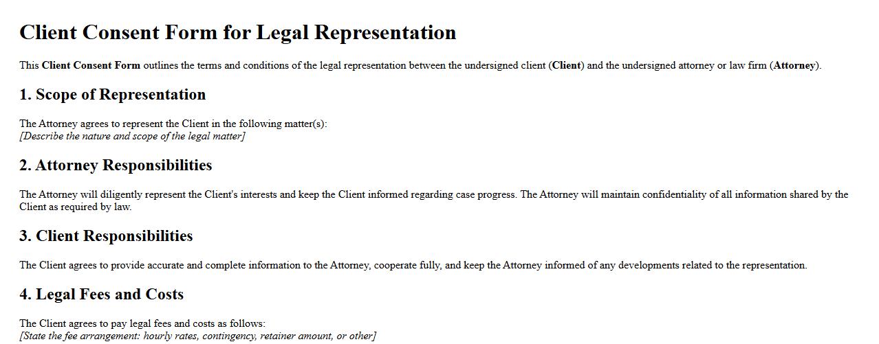 client consent form sample for legal representation image preview