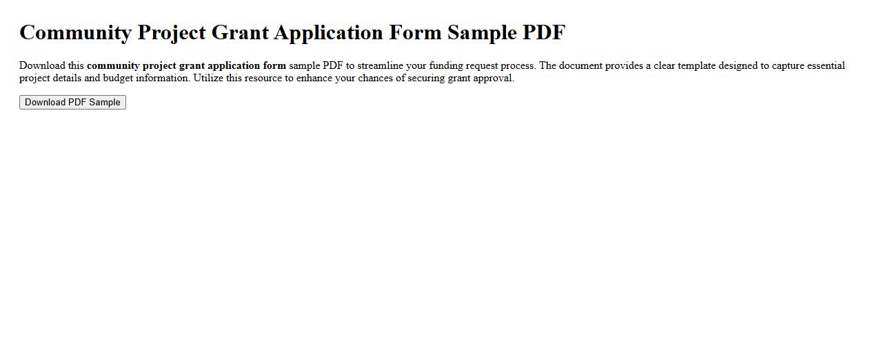 Community project grant application form sample PDF image preview