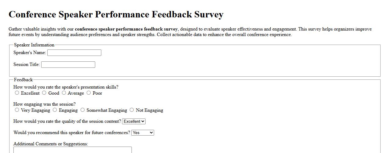 Conference speaker performance feedback survey image preview