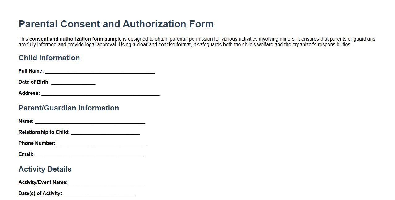 consent and authorization form sample for parental permission image preview