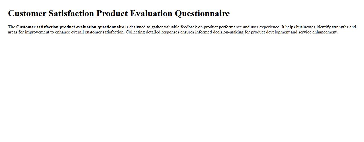 Customer satisfaction product evaluation questionnaire image preview