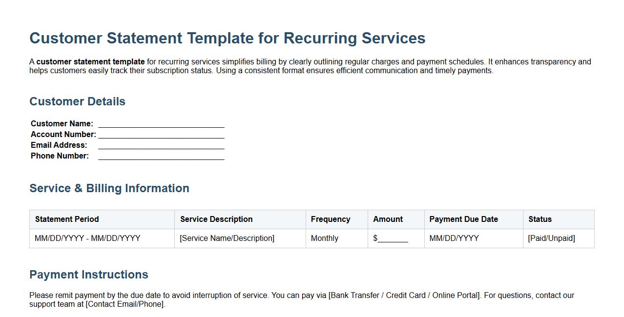 Customer statement template for recurring services image preview