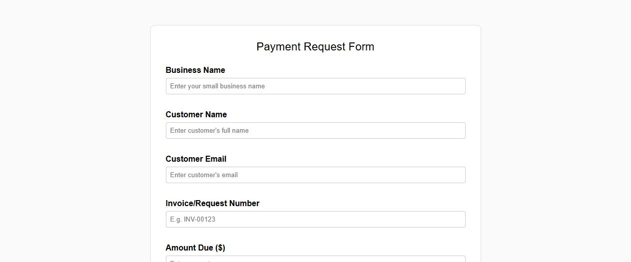 customizable payment request form sample for small business image preview