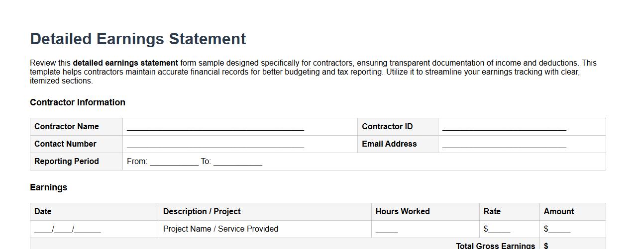 detailed earnings statement form sample for contractors image preview