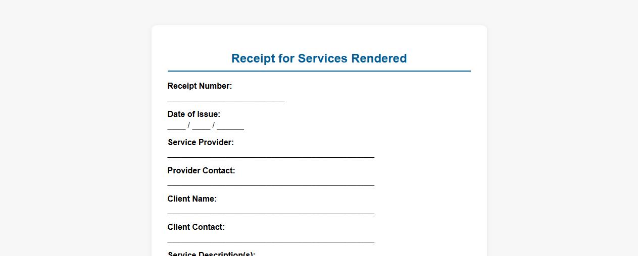 detailed general receipt form sample for services rendered image preview
