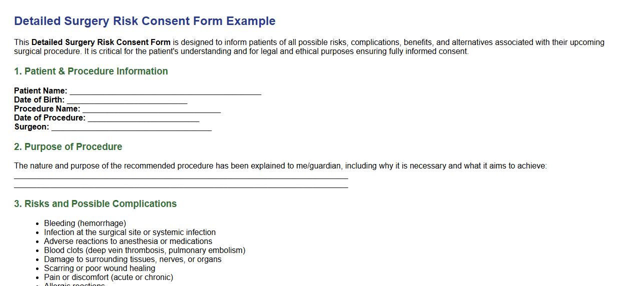 detailed surgery risk consent form example image preview