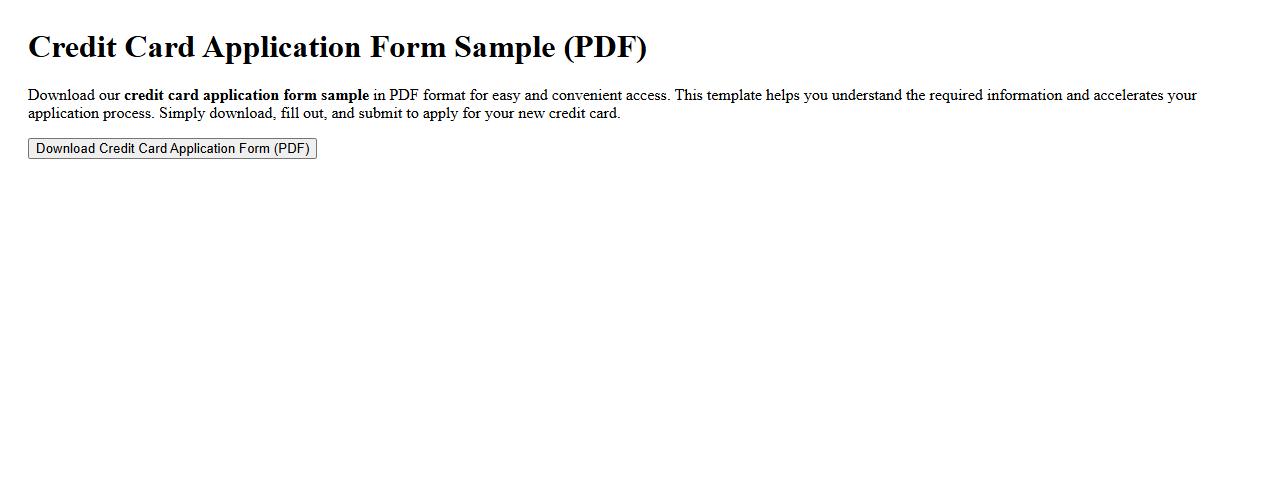 downloadable credit card application form sample PDF image preview