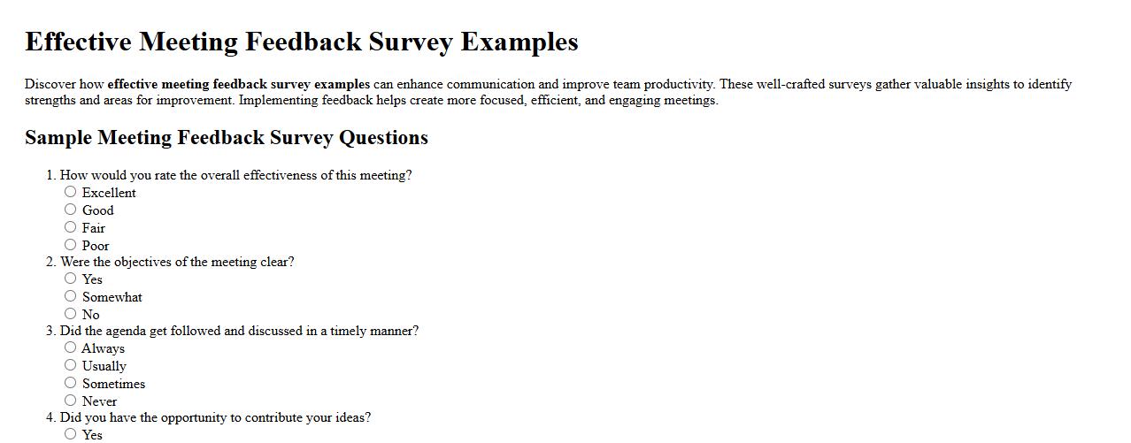 effective meeting feedback survey examples image preview
