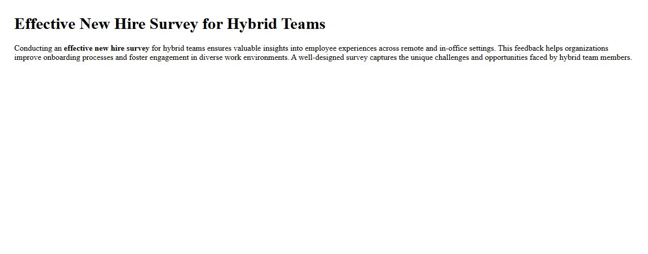 Effective new hire survey for hybrid teams image preview