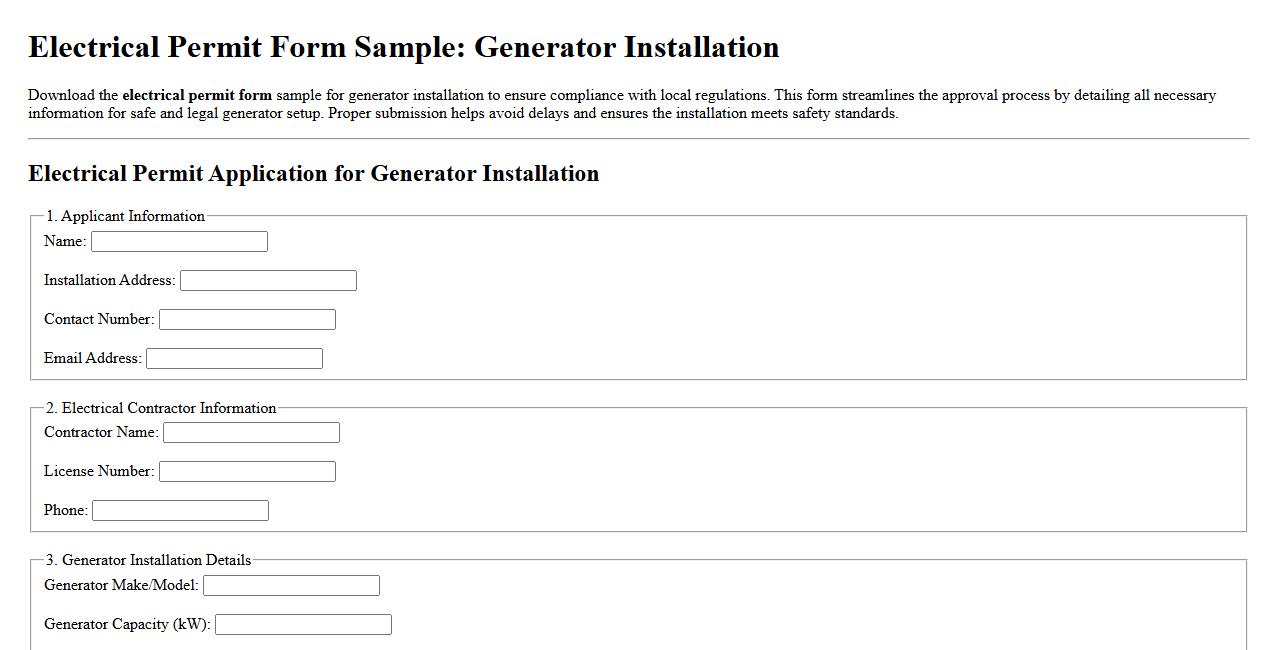 electrical permit form sample for generator installation image preview